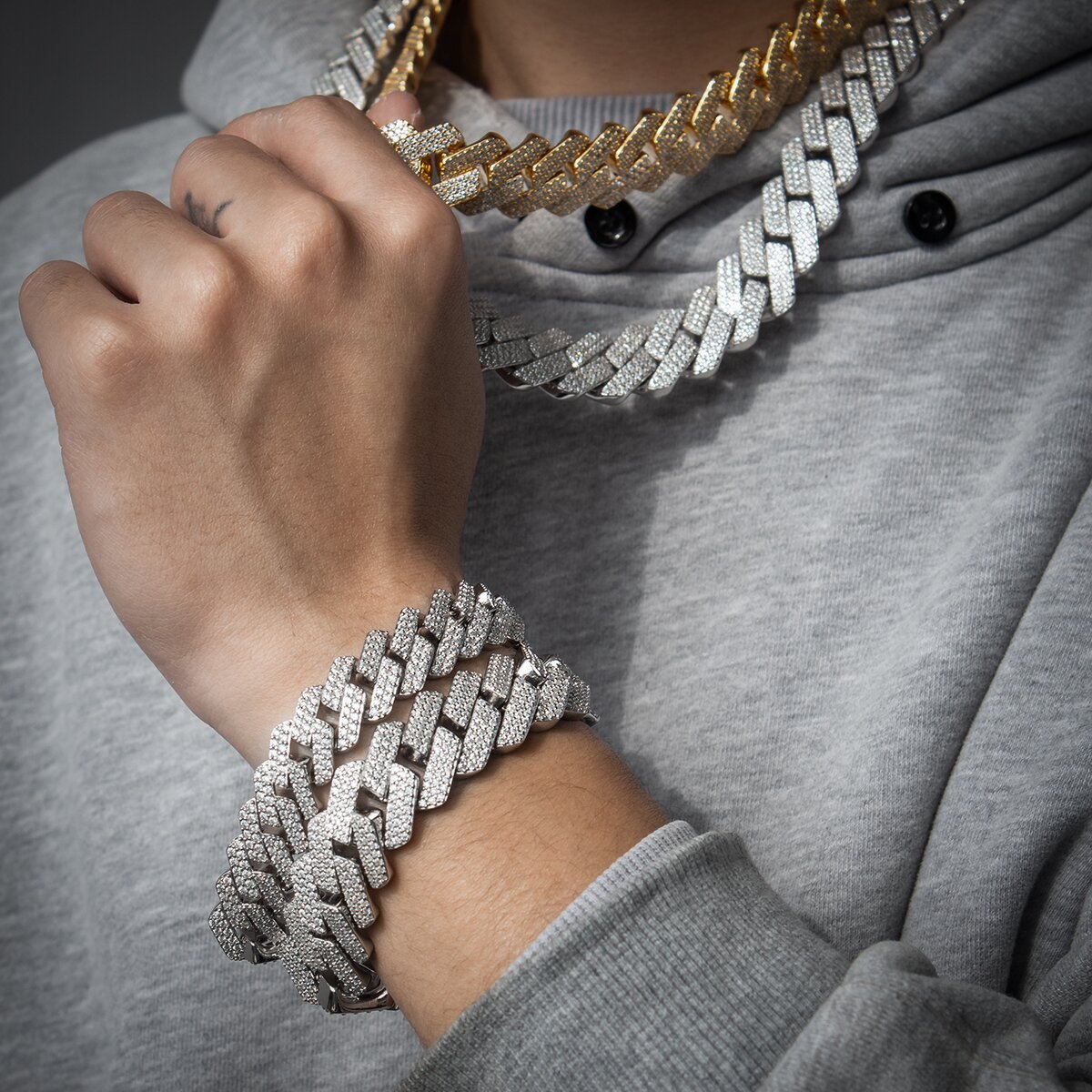 10mm 2 Rows Moissanite Cuban Bracelet