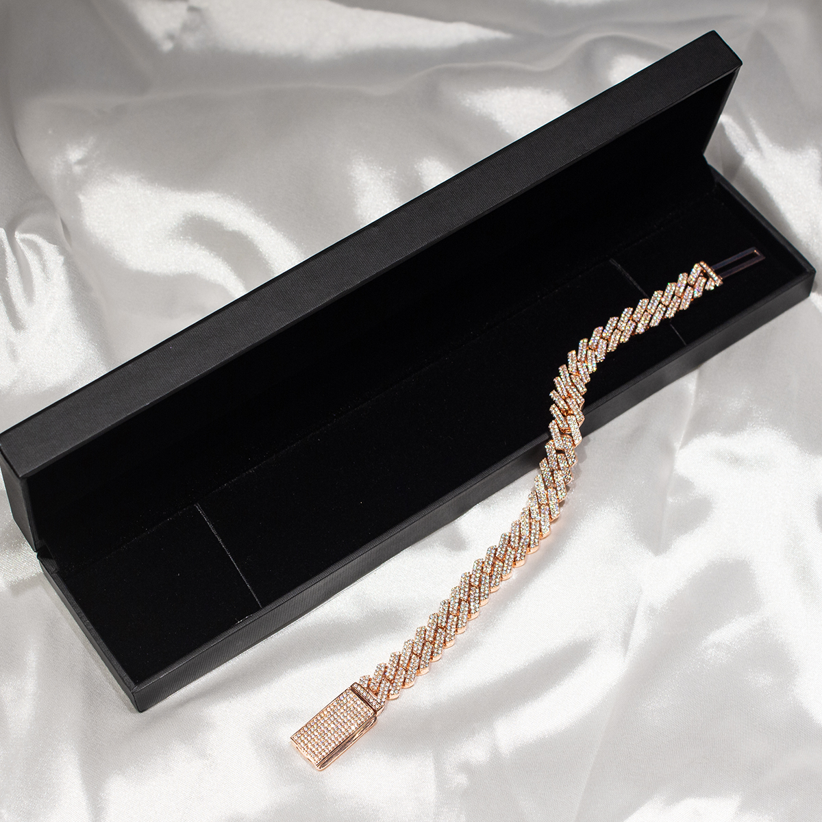 10mm 2 Rows Moissanite Cuban Bracelet