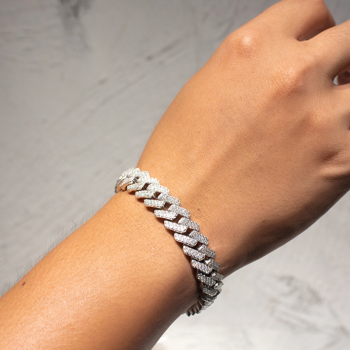 12mm 2Rows Moissanite Cuban Link Chain Bracelet