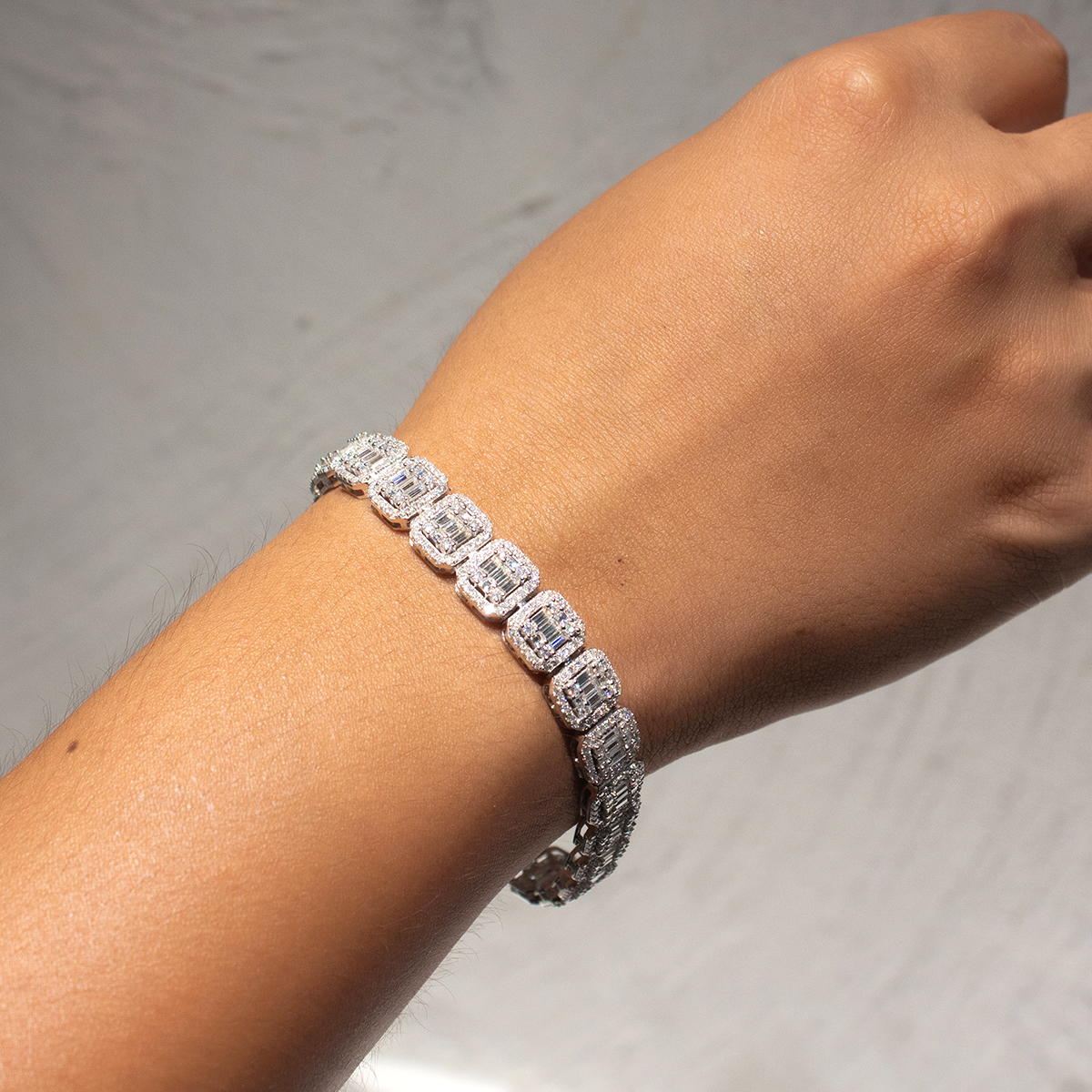 15mm Moissanite Baguette Tennis Bracelet