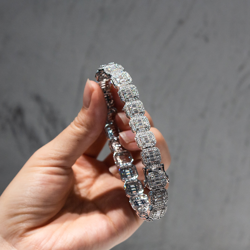15mm Moissanite Baguette Tennis Bracelet