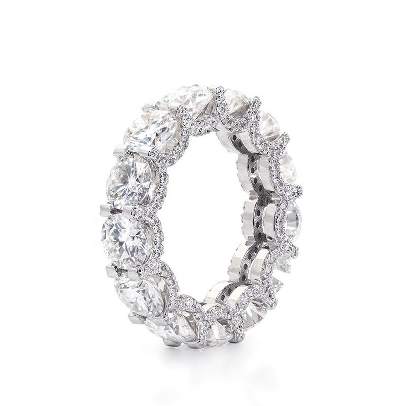 8CT Round Cut Moissanite Eternity Bands Ring