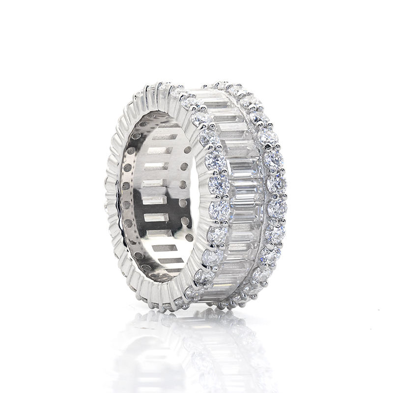 Moissanite Baguette Eternity Band Rings