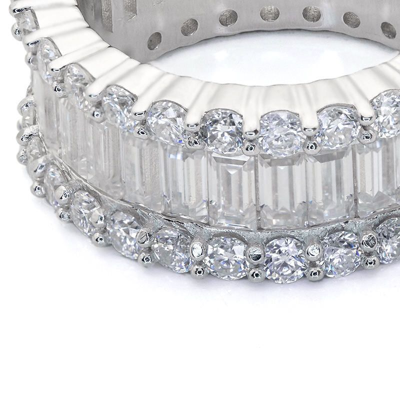 Moissanite Baguette Eternity Band Rings