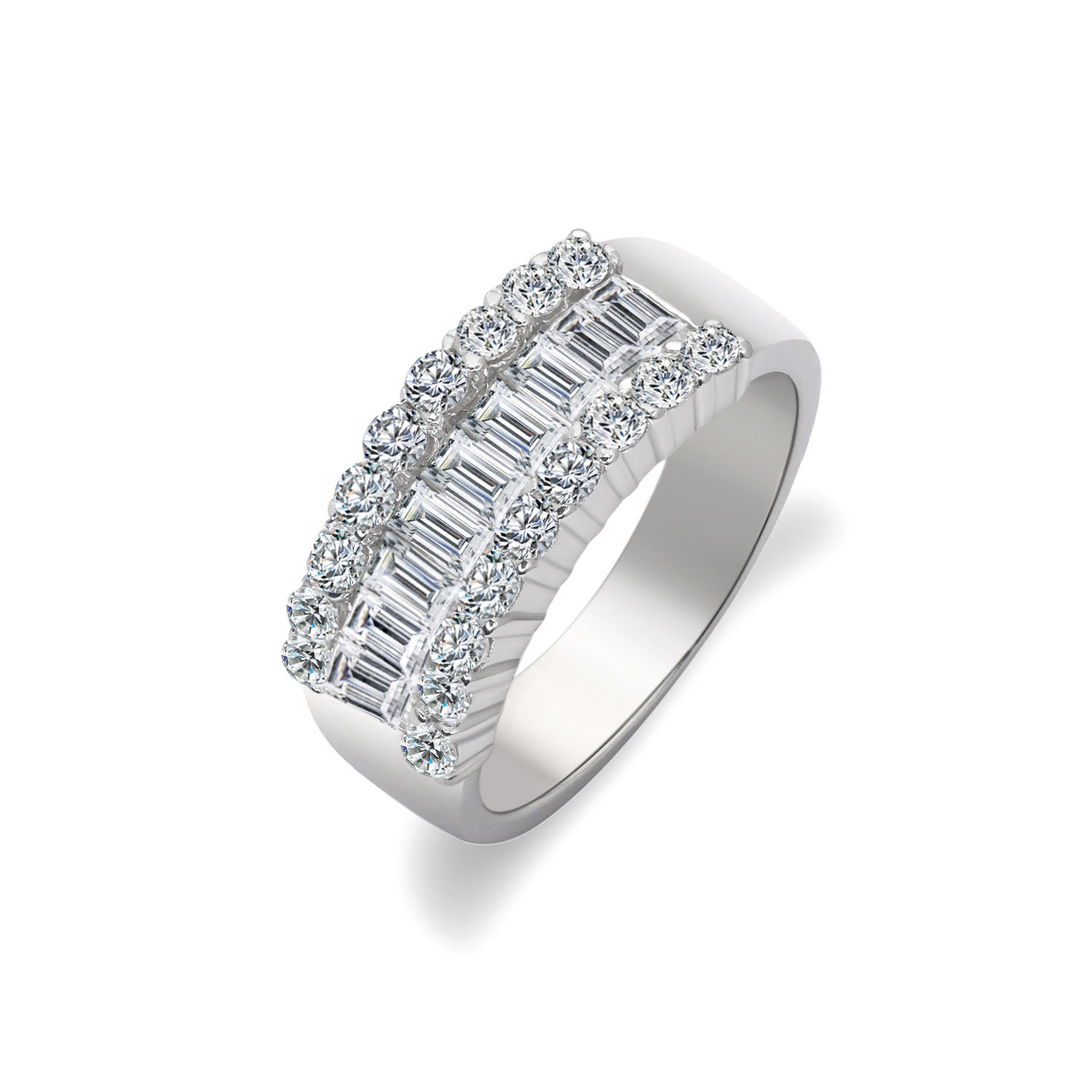 Baguette Moissanite Eternity Band Rings