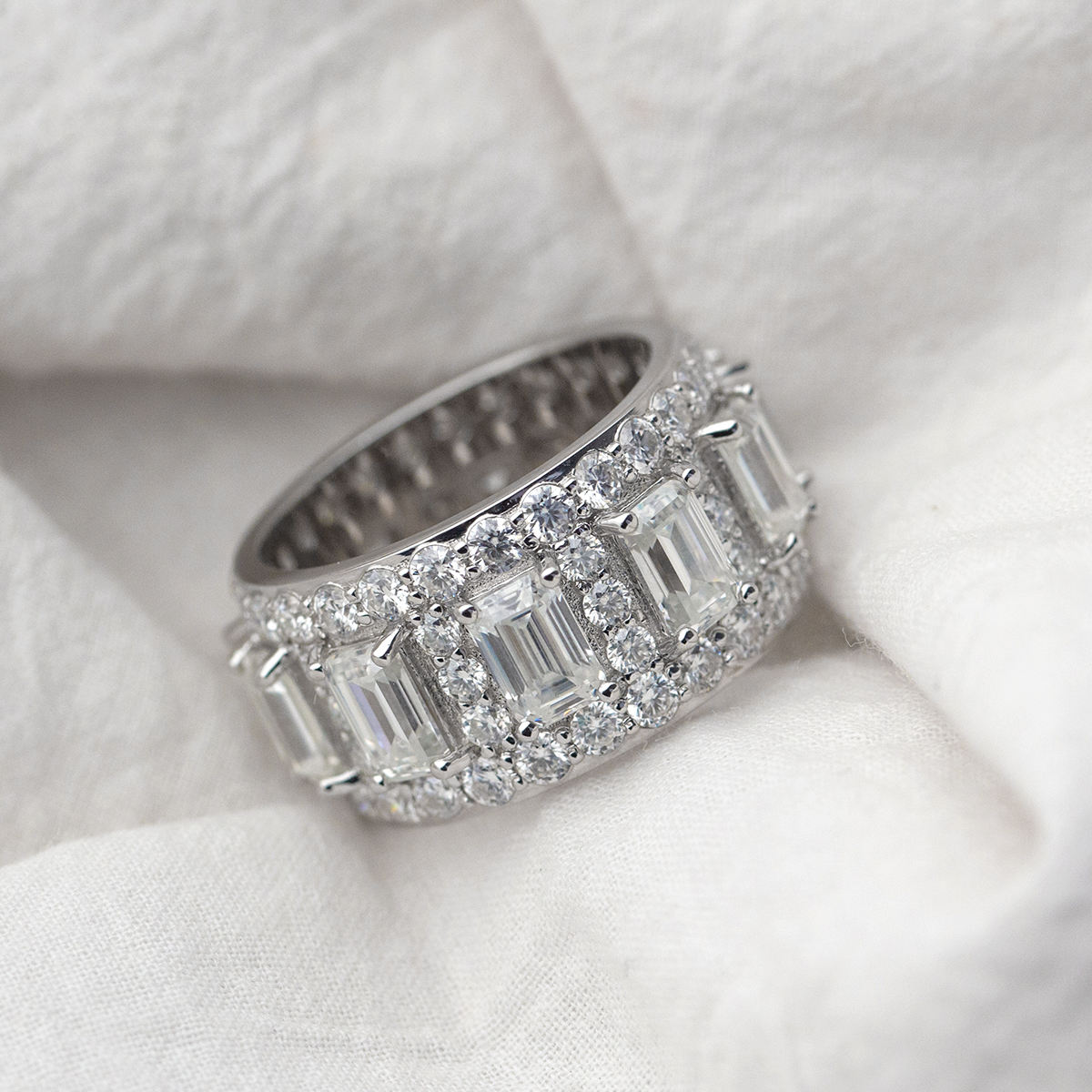 Baguette Moissanite Eternity Bands Ring