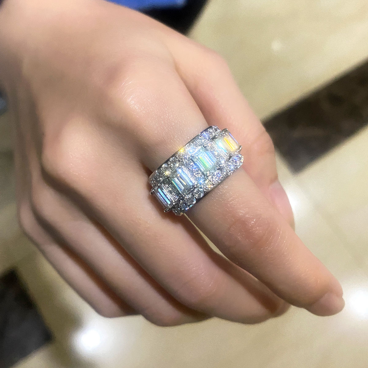 Baguette Moissanite Eternity Bands Ring