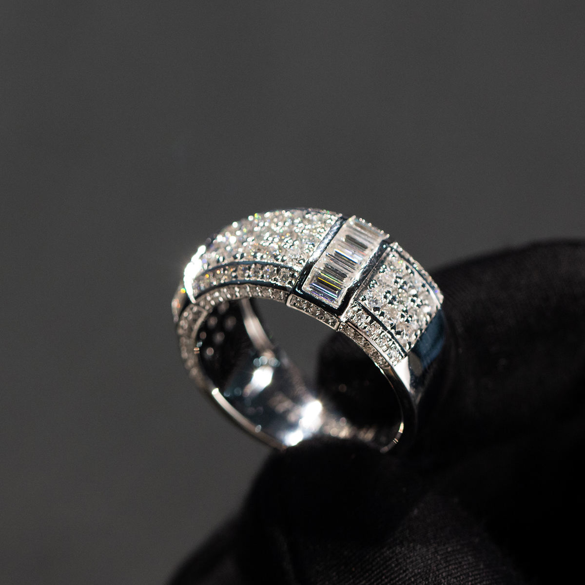 Custom Pave Setting Moissanite Wedding Ring