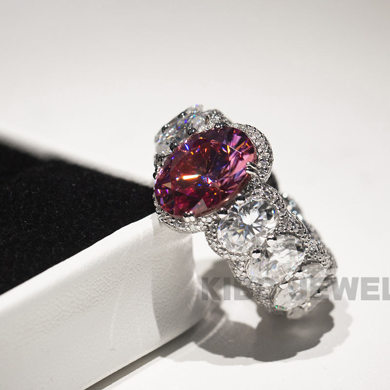 30CTW Oval Cut Pink Moissanite Ring