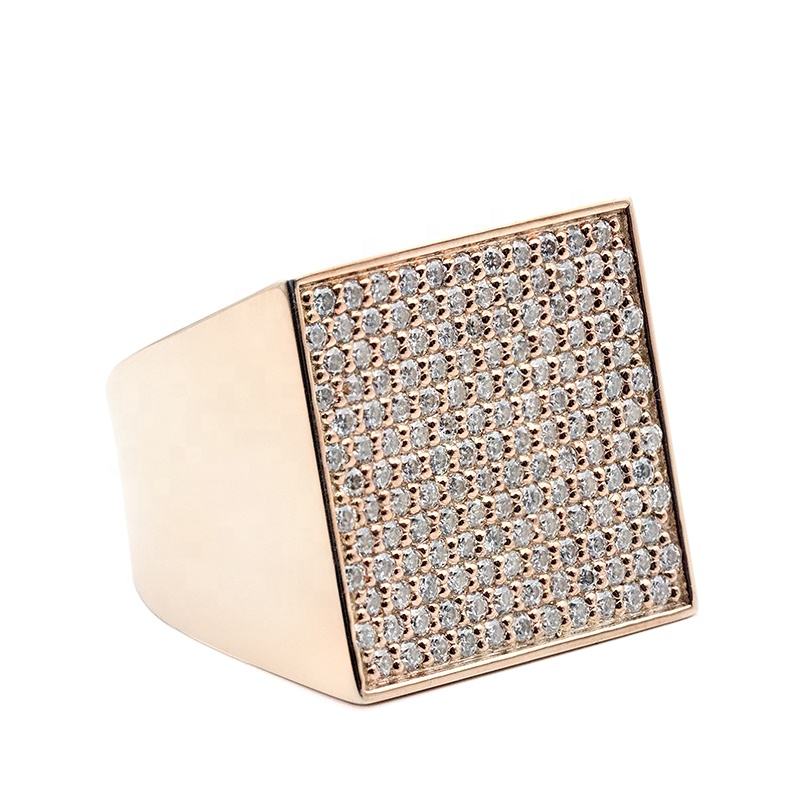 Custom Square Moissanite Mens Hip Hop Ring