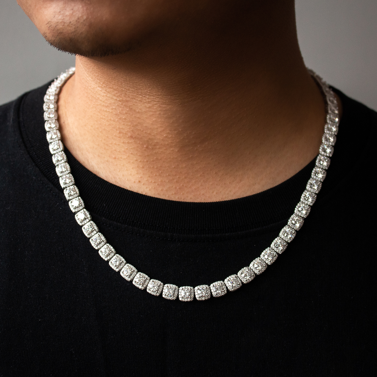 8mm Cluster Moissanite Tennis Chain Necklace