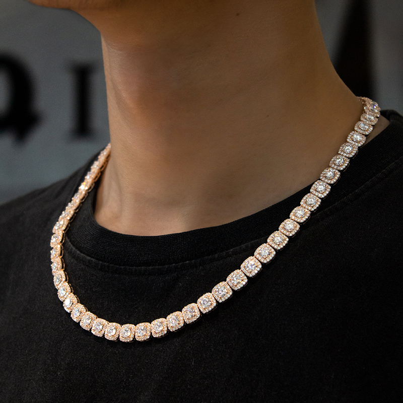 8mm Moissanite Cluster Tennis Chain