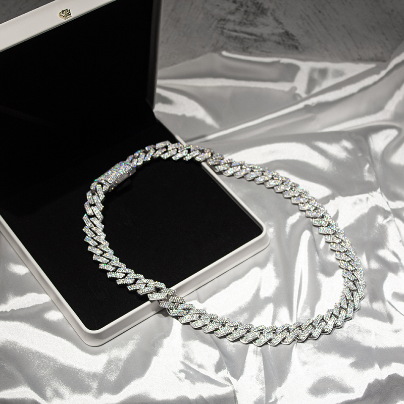 18mm Prong Set 3rows Cuban Chain Necklace