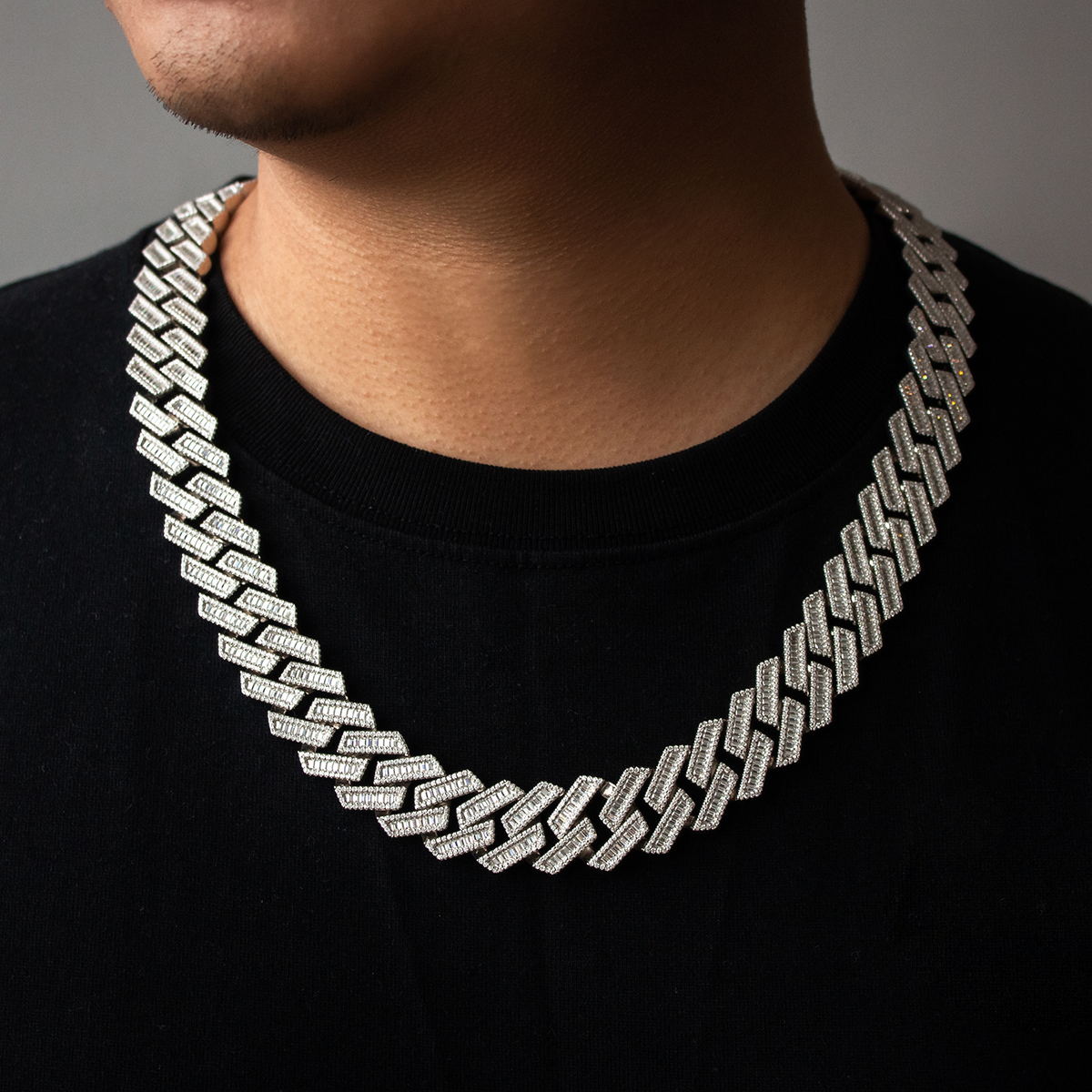 20mm Baguette Cuban Chain Necklace