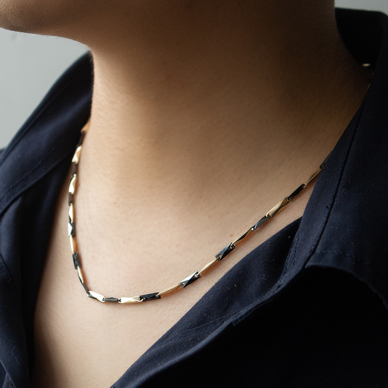 Black Moissanite Gold Chain Necklace