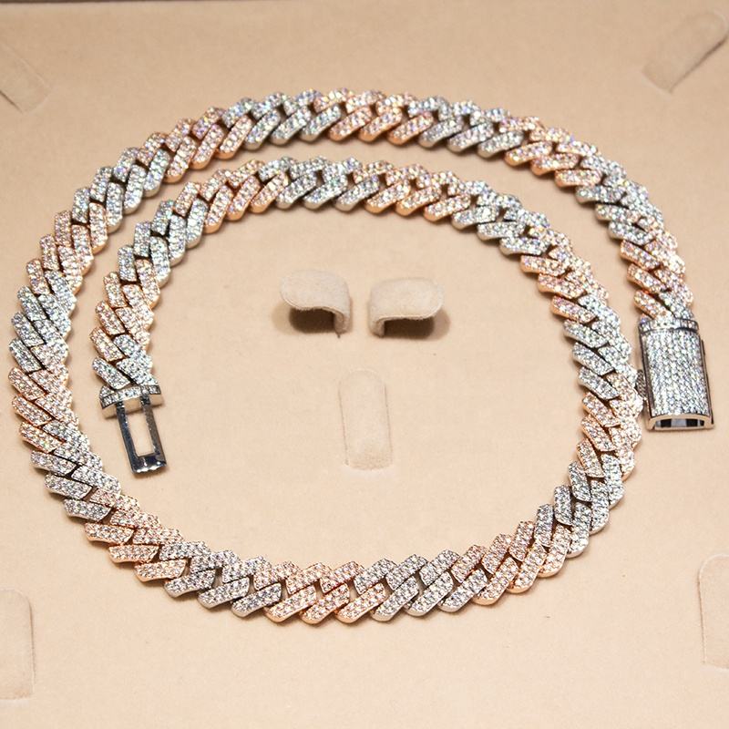 12mm 2Rows Two Tone Cuban Link Chain
