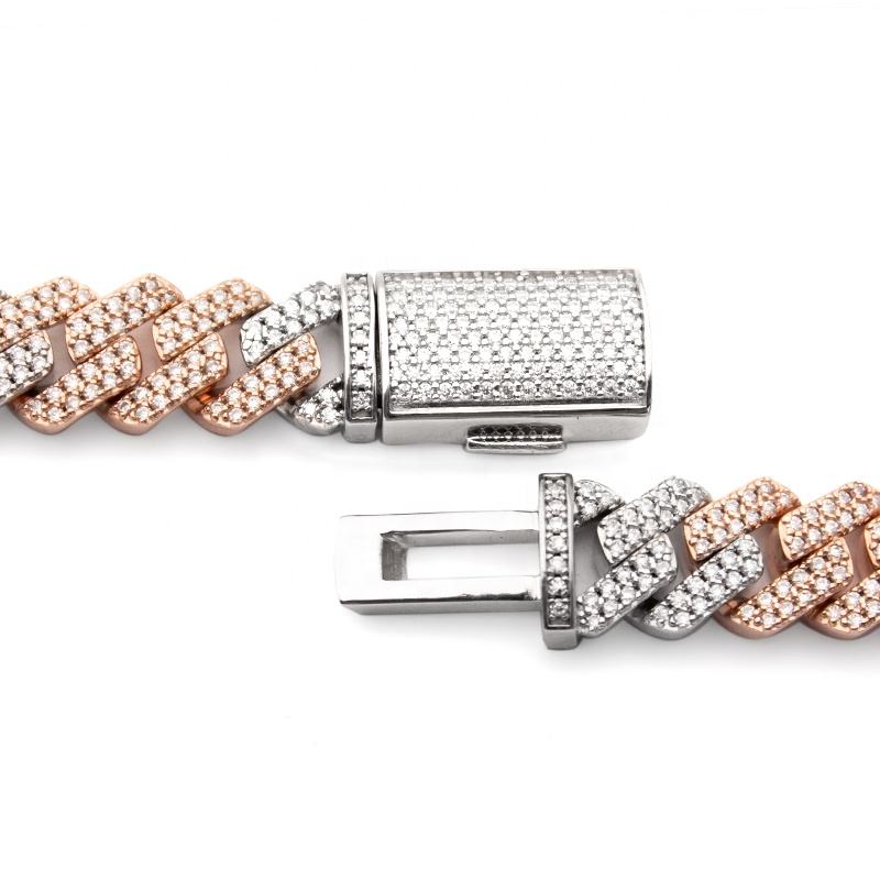 12mm 2Rows Two Tone Cuban Link Chain
