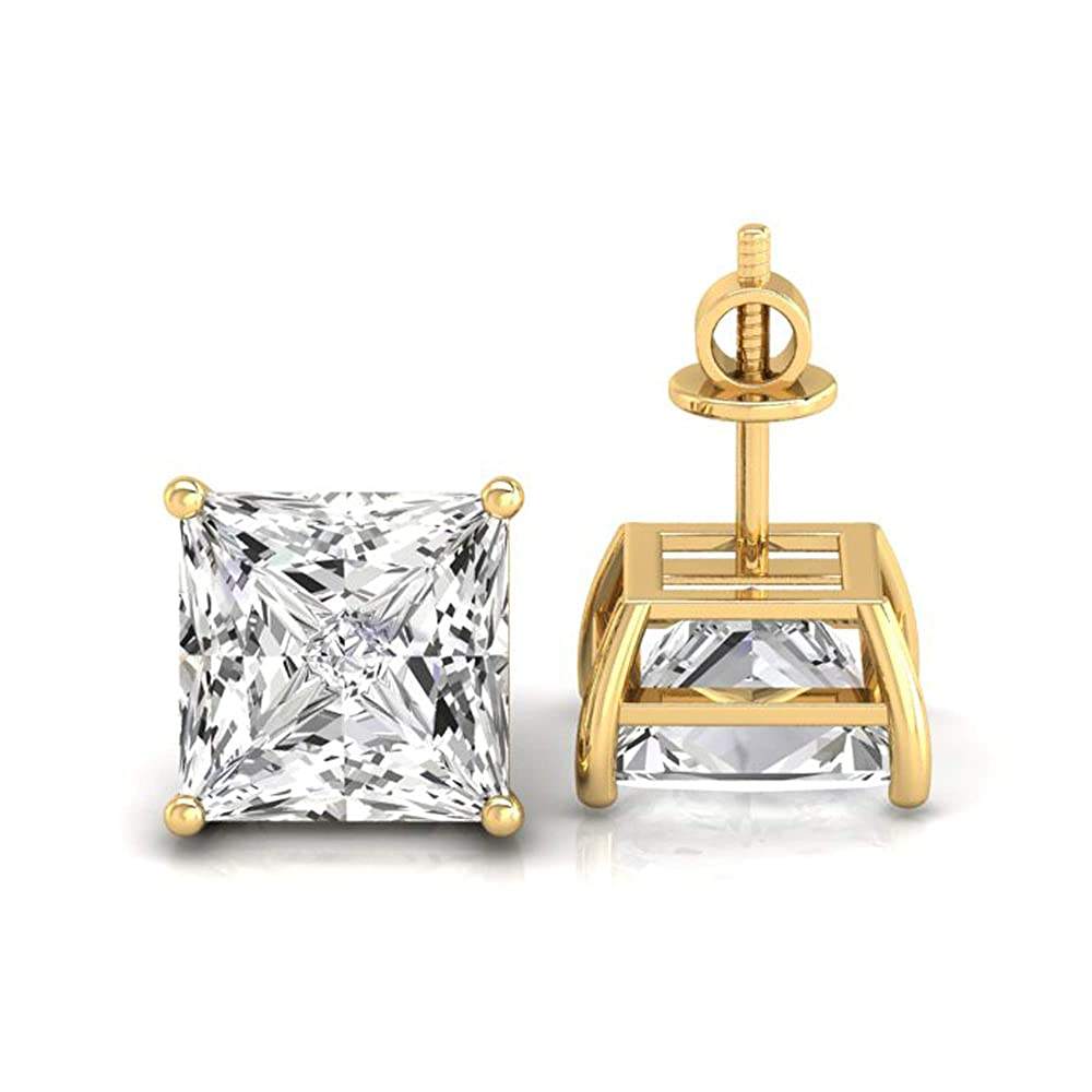 2ct 14k Princess Cut Solitaire Stud Earrings