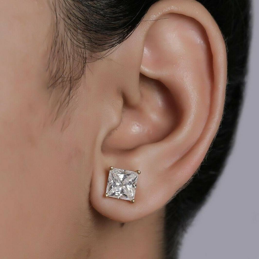 2ct 14k Princess Cut Solitaire Stud Earrings