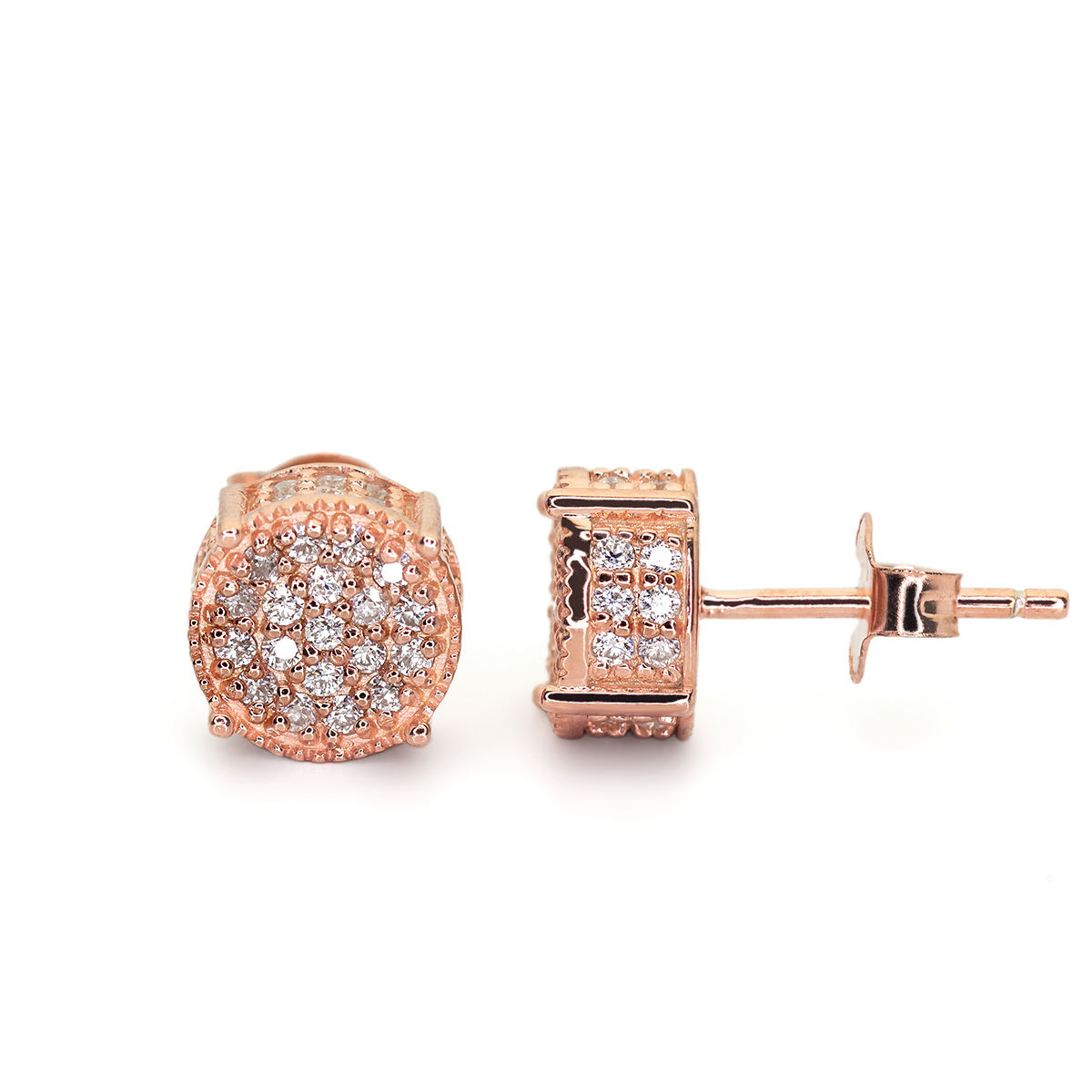 Hip Hop Moissanite Round Stud Earrings