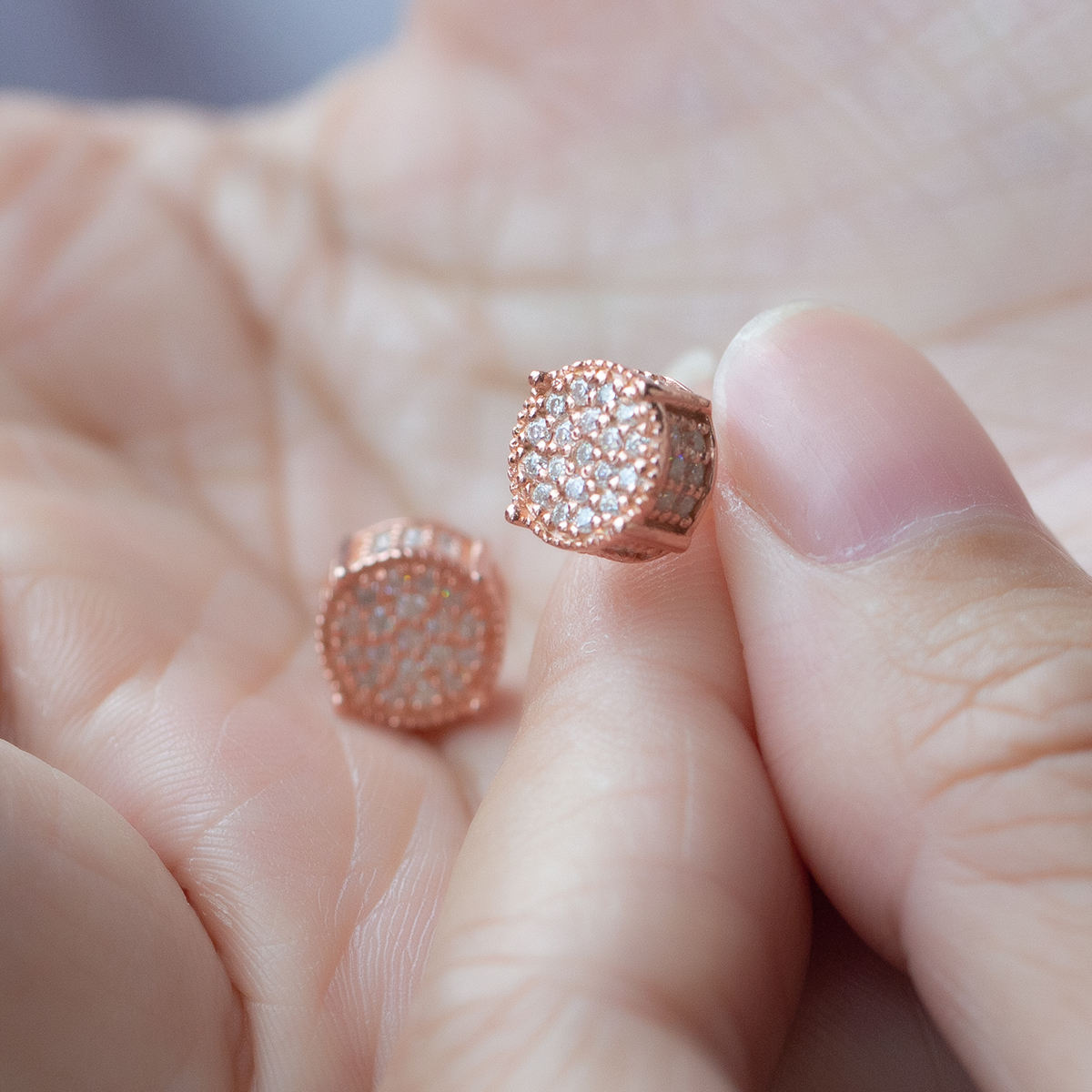Hip Hop Moissanite Round Stud Earrings
