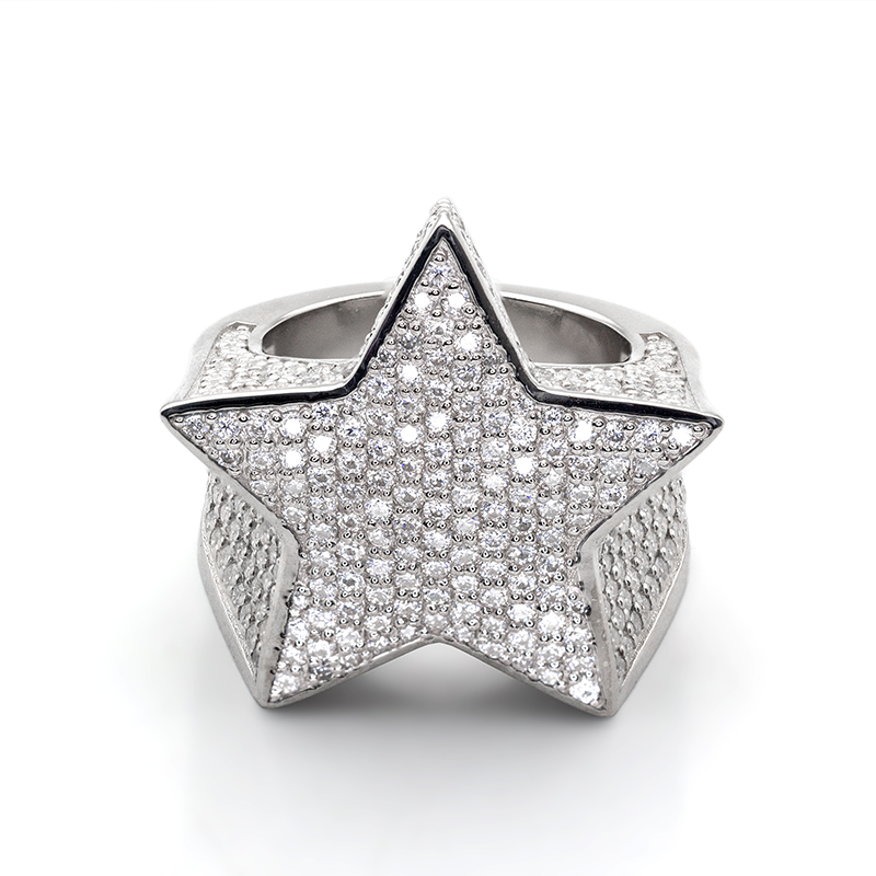 Ice Out Star Shape Moissanite Diamond Men Ring
