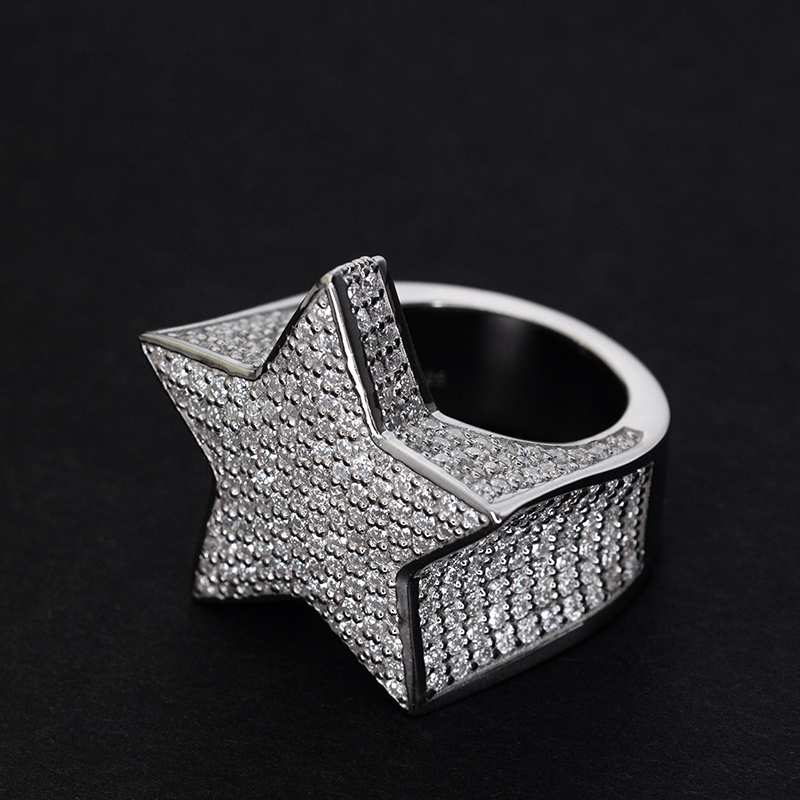 Ice Out Star Shape Moissanite Diamond Men Ring