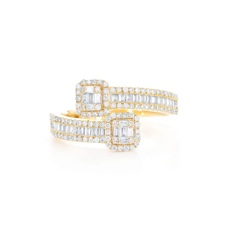 Adjustable Baguette Moissanite Cuff Ring