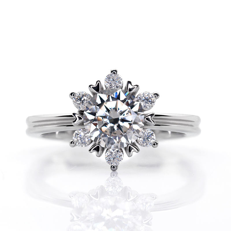 Snowflake Shape Moissanite Diamond Ring