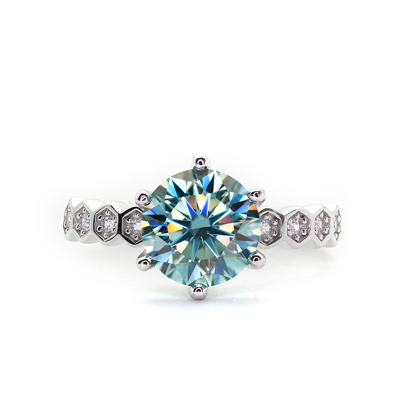 2ct Blue Moissanite Engagement Ring