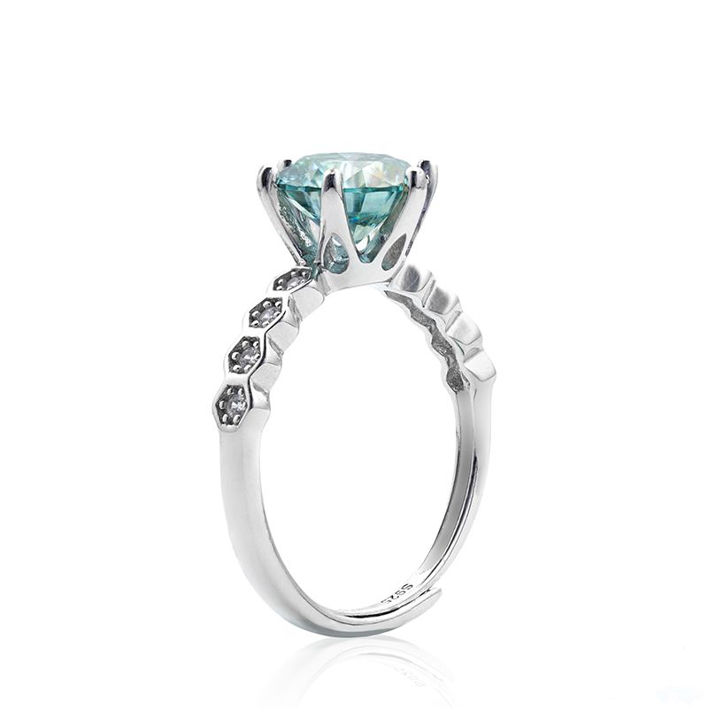 2ct Blue Moissanite Engagement Ring