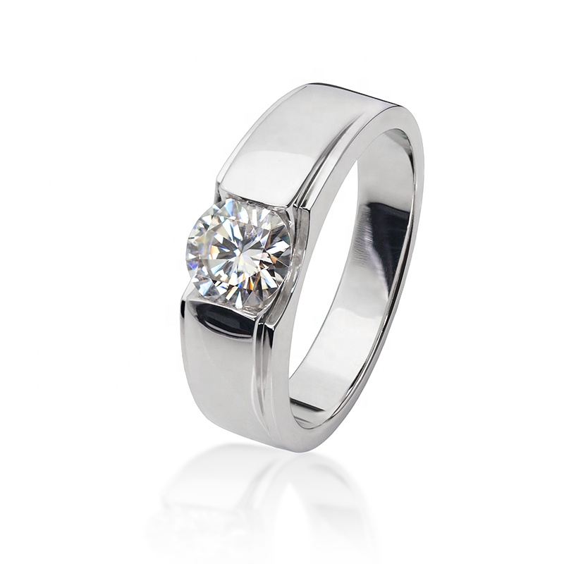 Moissanite Diamond Silver Ring Men
