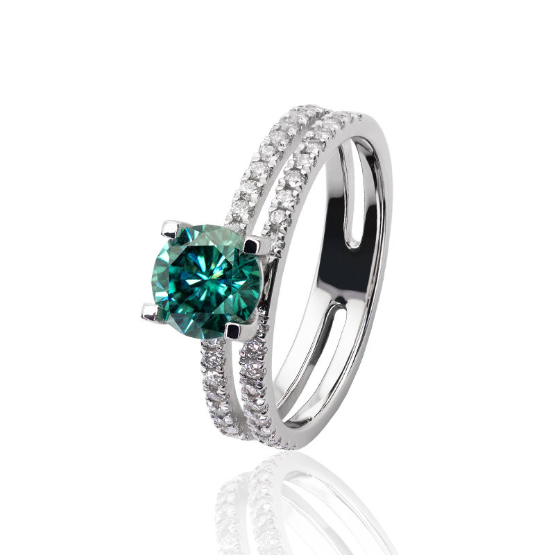 Engagement Style Green Moissanite Ring