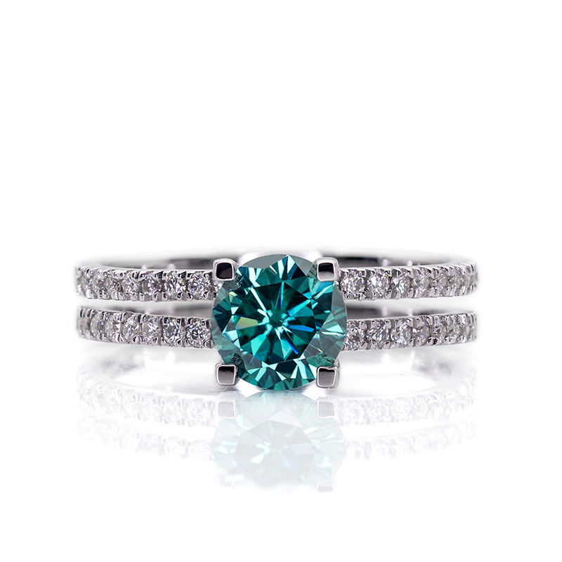 Engagement Style Green Moissanite Ring