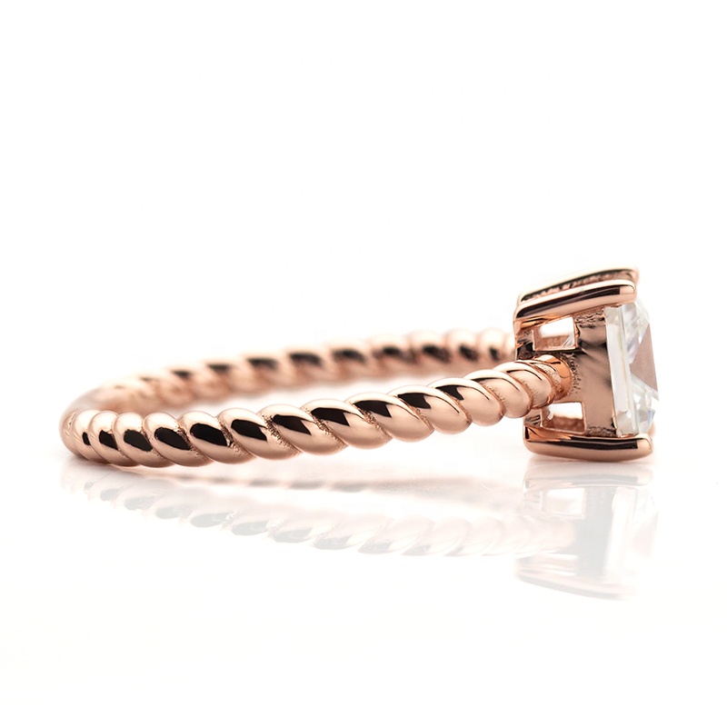Rose Gold Plated Princess Cut Moissanite Ring