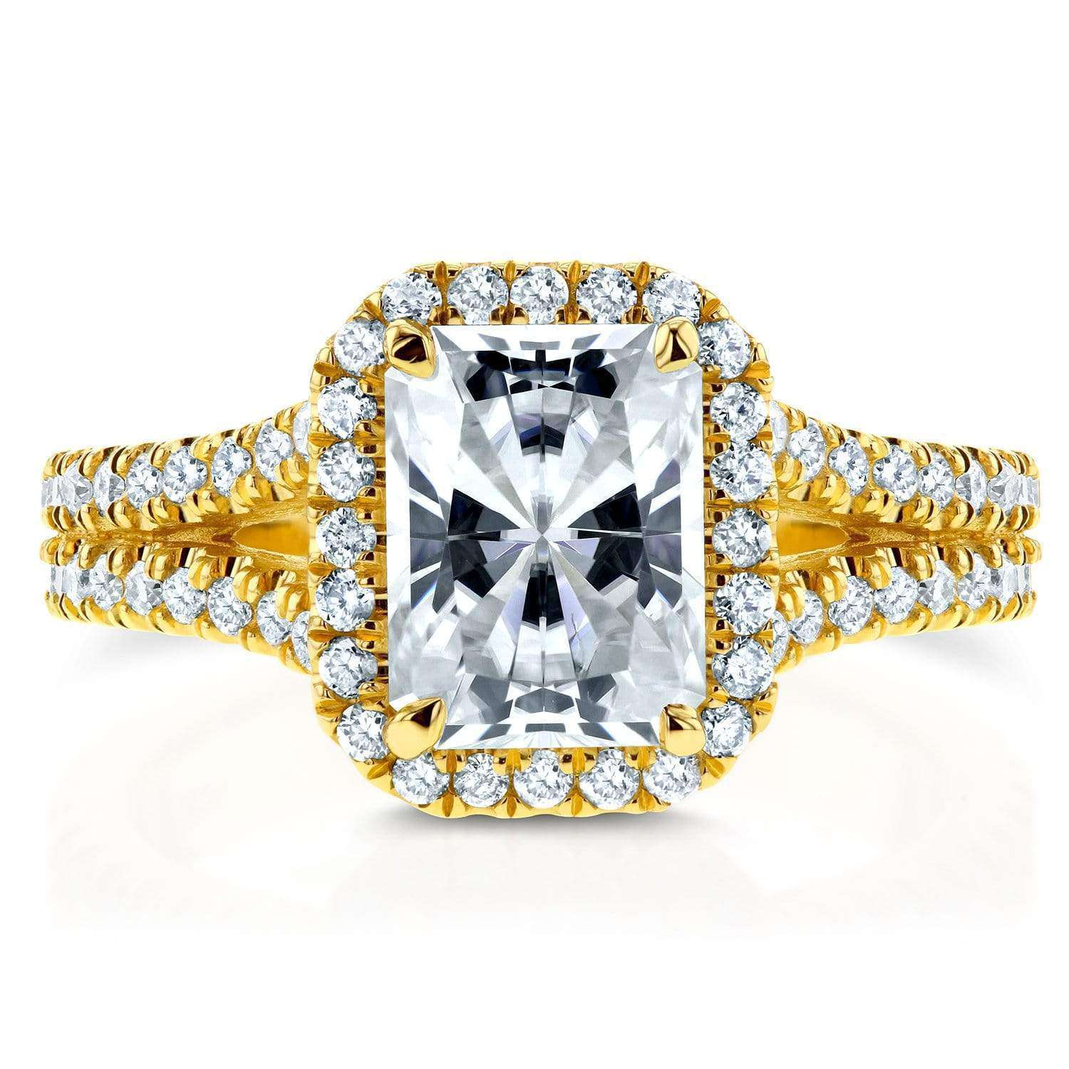 14K Solid Gold 2.5Ct Radiant Cut Moissanite Rings