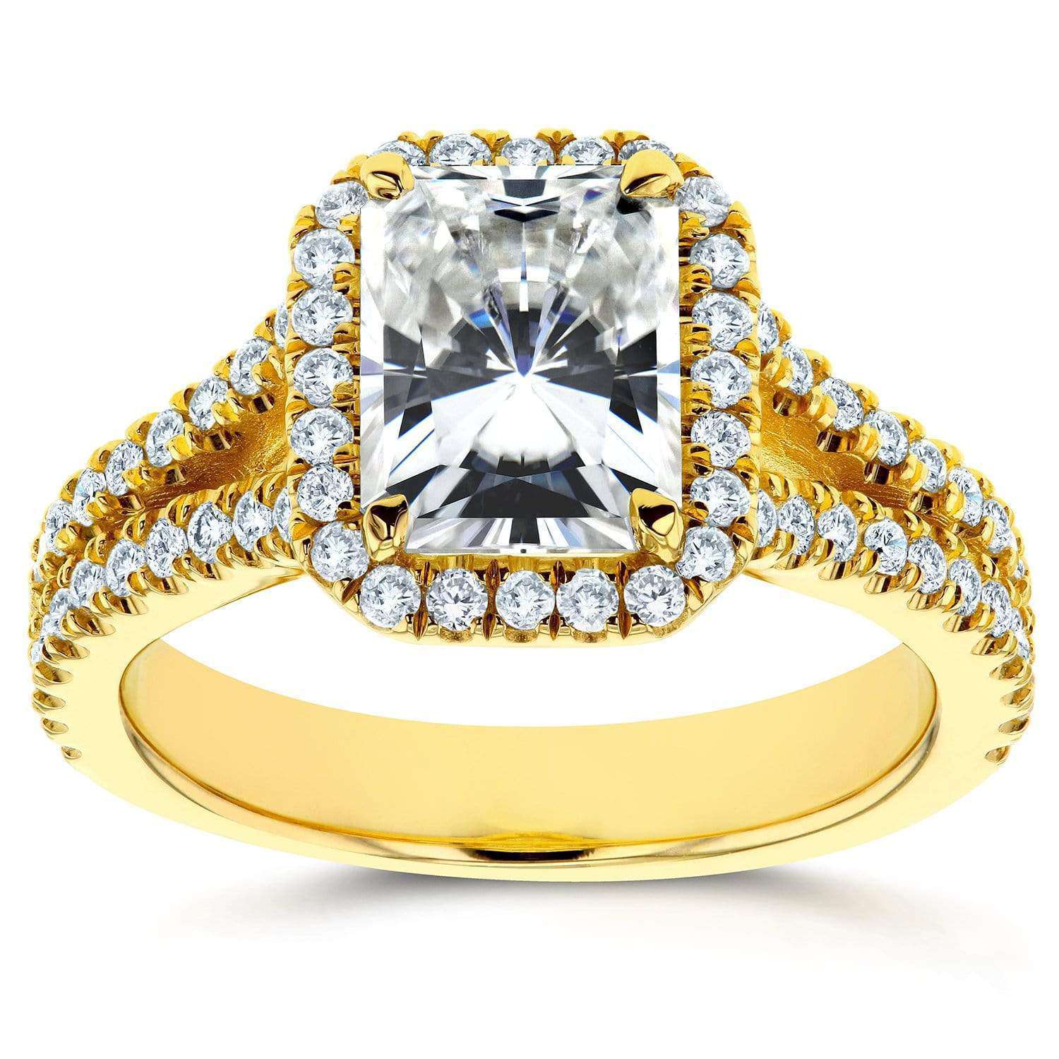 14K Solid Gold 2.5Ct Radiant Cut Moissanite Rings