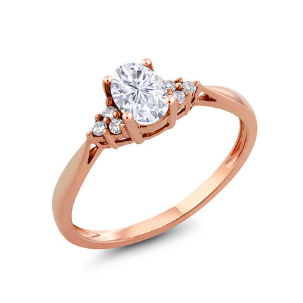 1Carat Oval Moissanite Diamond Engagement Ring