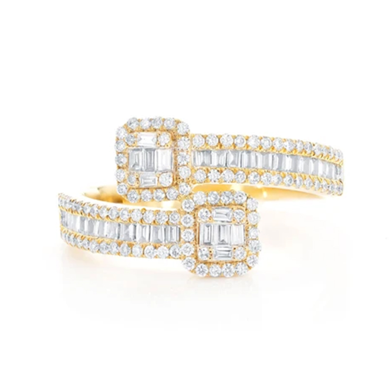 Adjustable Baguette Moissanite Cuff Ring