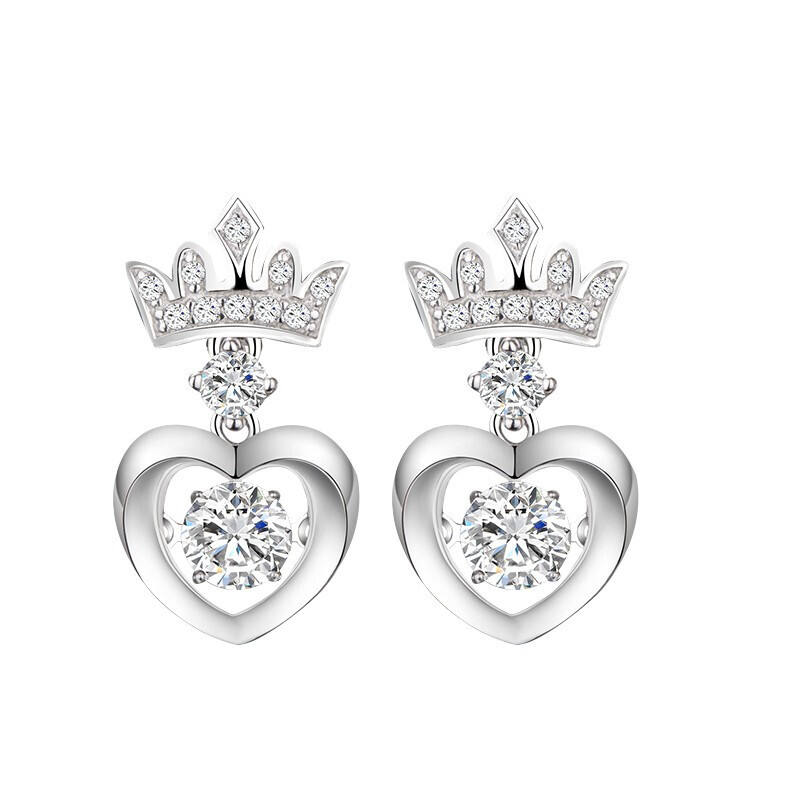 Heart-shaped Crown Pendant Earring