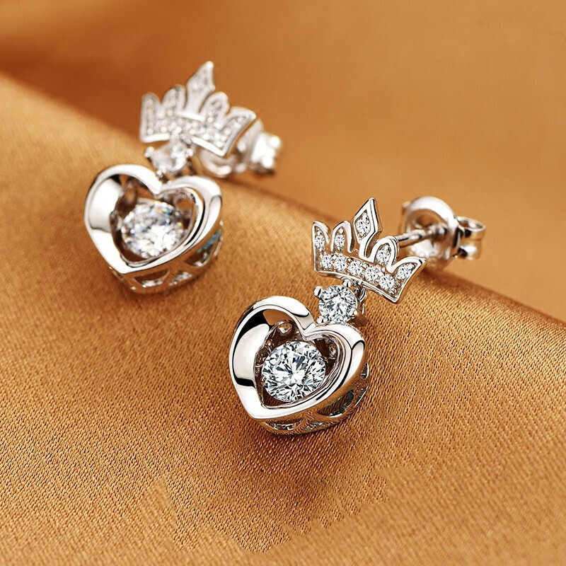 Heart-shaped Crown Pendant Earring