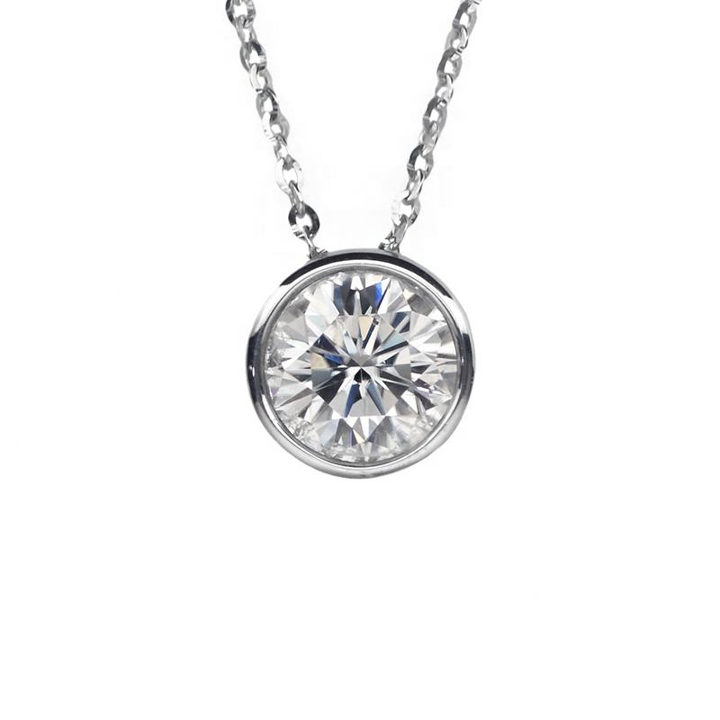 1Carat Moissanite Diamond Pendant Necklace