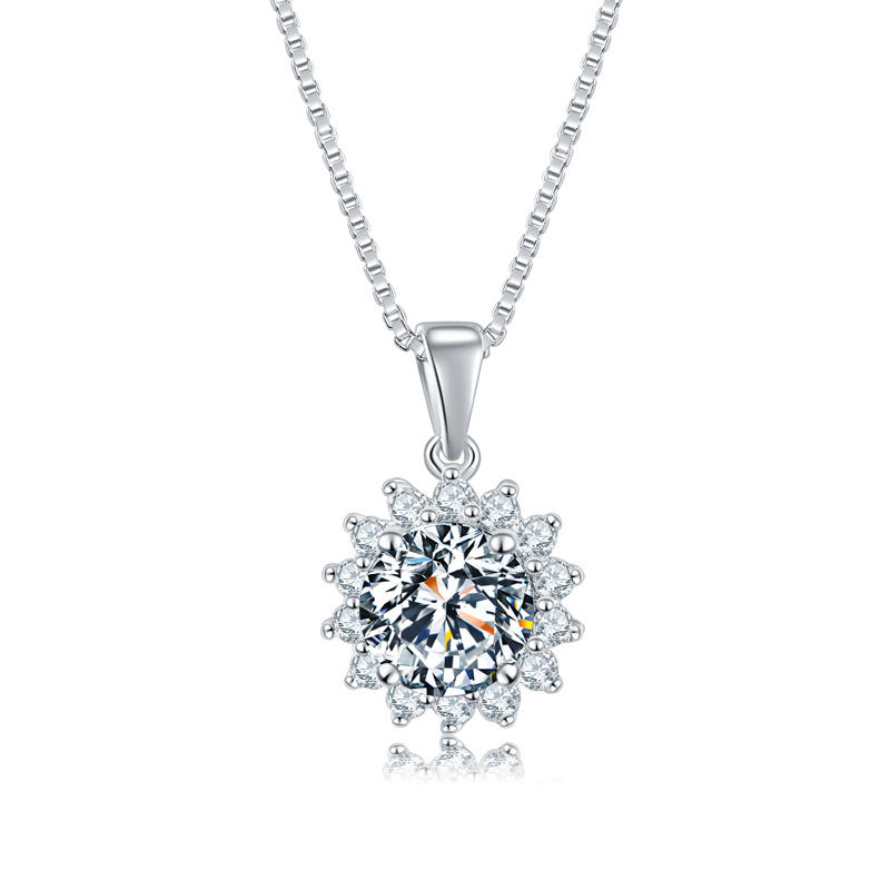 Flower Shape Moissanite Pendant Necklace