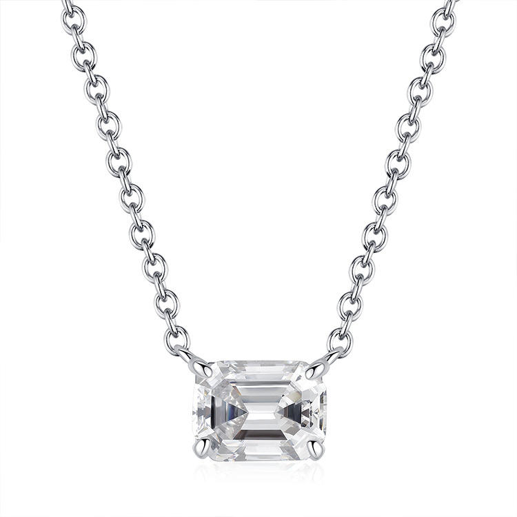 Emerald Cut Moissnaite Pendant Necklace