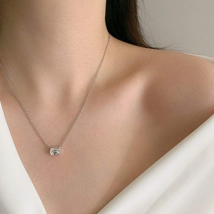 Emerald Cut Moissnaite Pendant Necklace