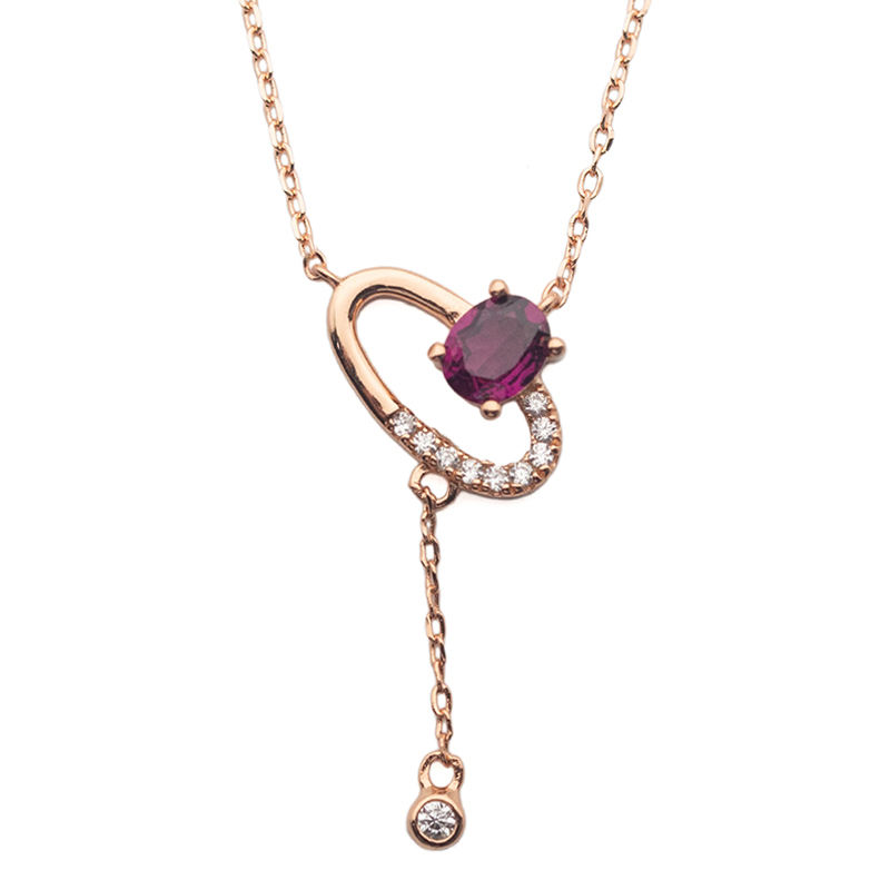 Natural Rhodolite Pendant Women Necklace