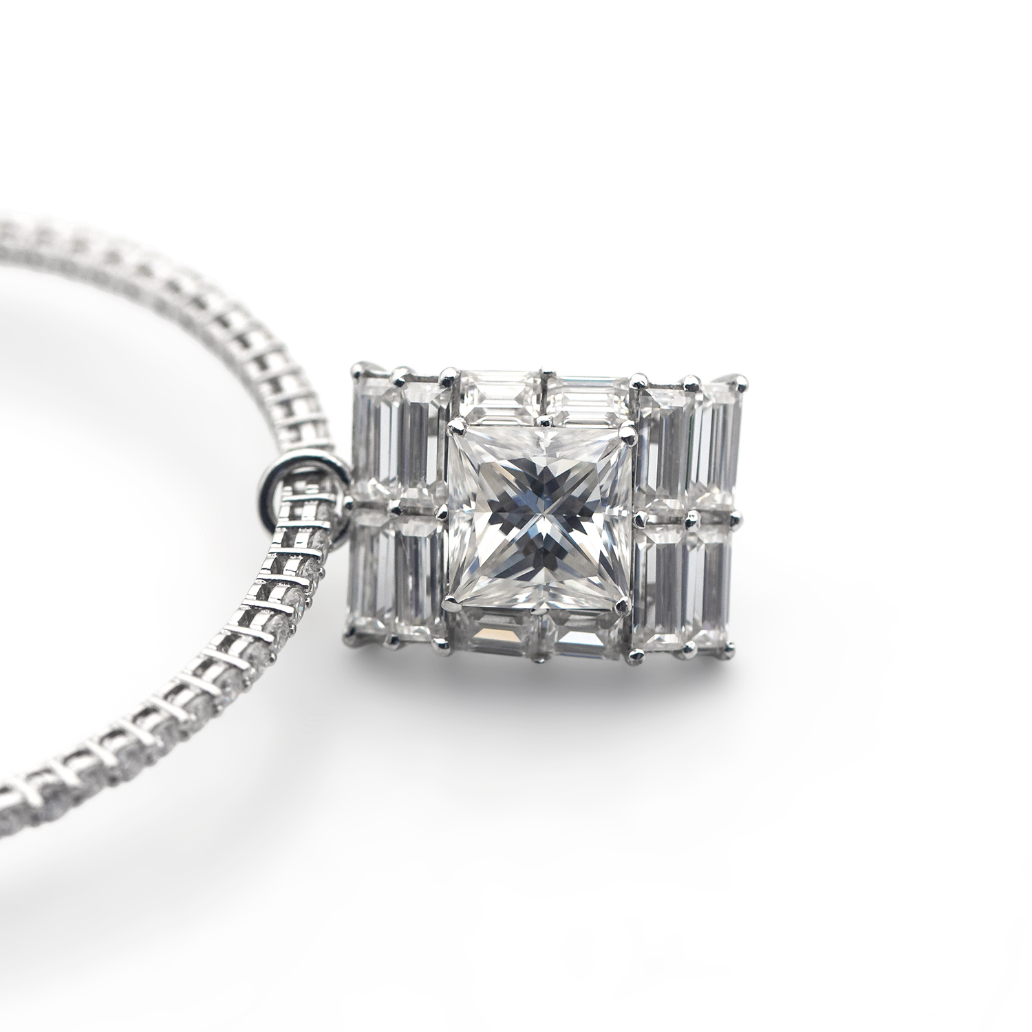 14k Gold Hoop Moissanite Diamond Earrings