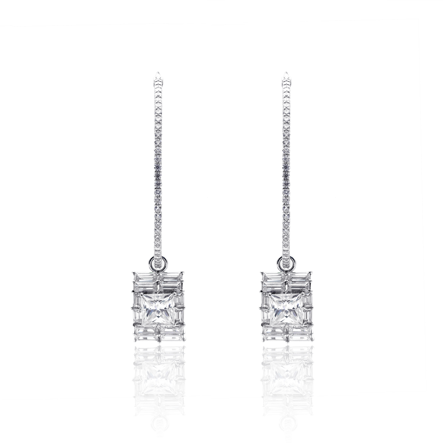 14k Gold Hoop Moissanite Diamond Earrings