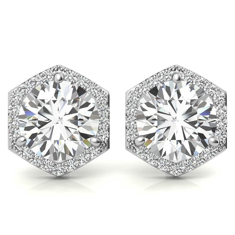 14K White Gold 4.1ctw Moissanite Stud Earrings