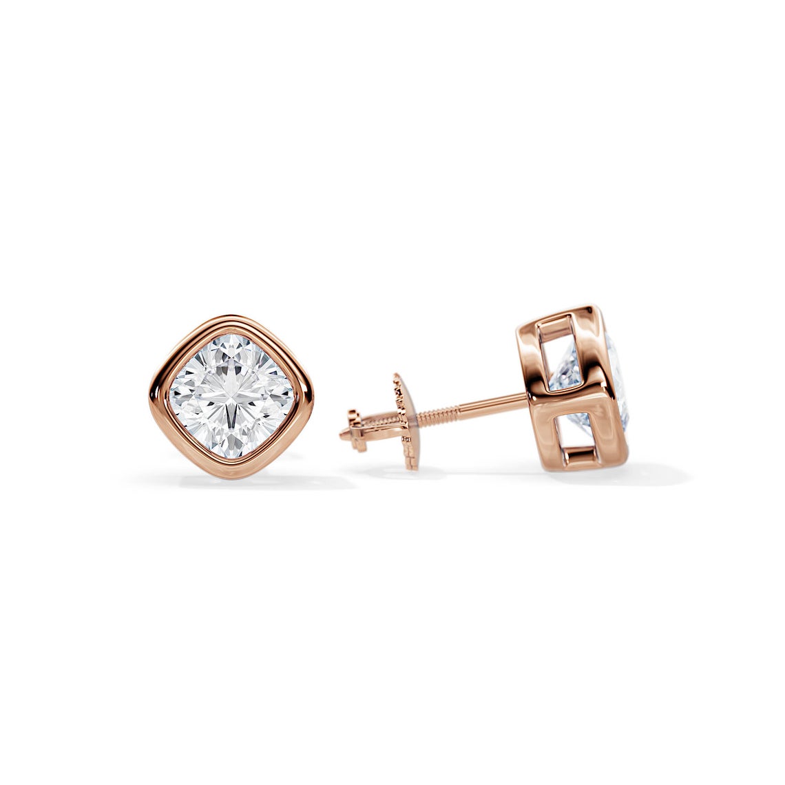 10k Gold Cushion Cut Moissanite Earrings
